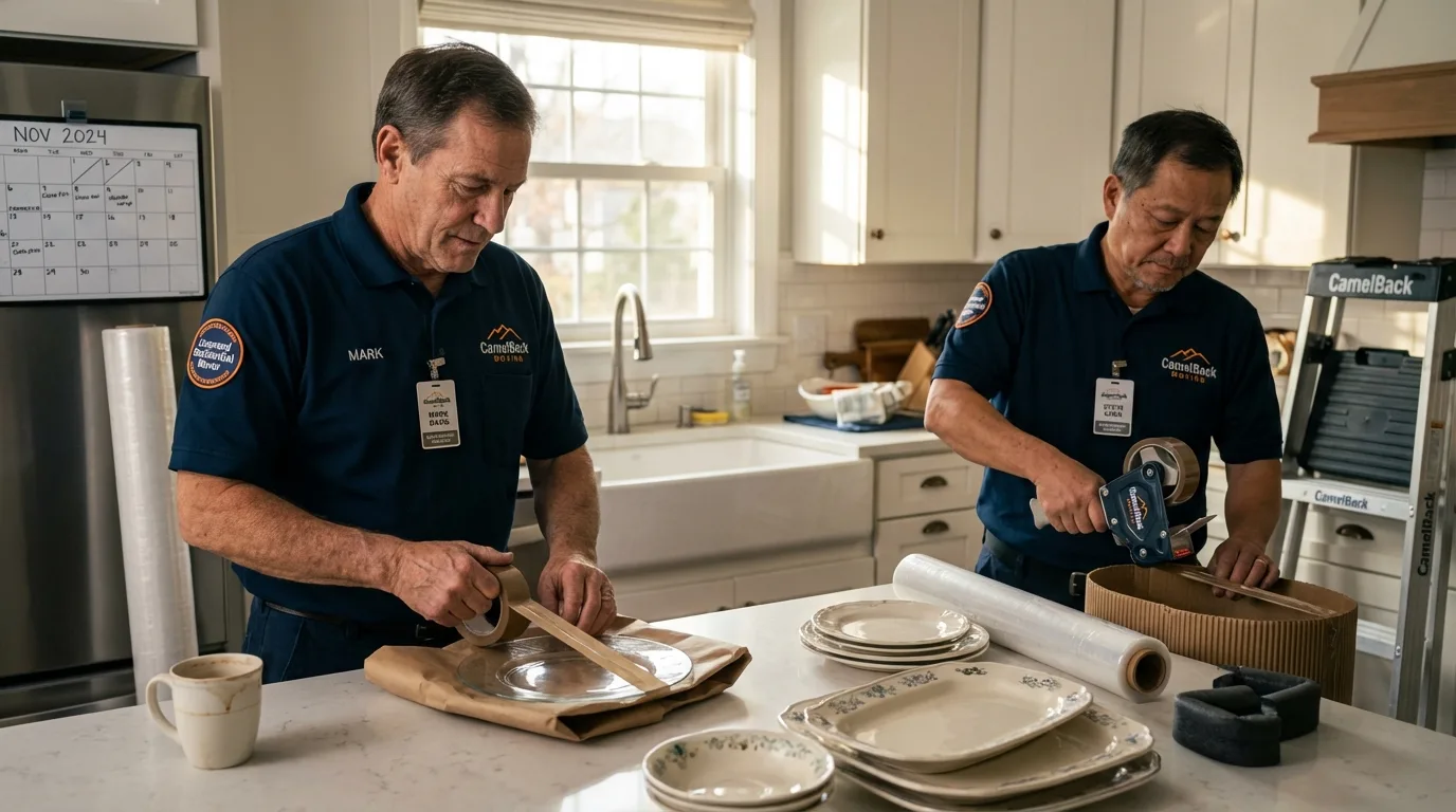 Professional crew packing kitchen dishware in Mifflintown, PA